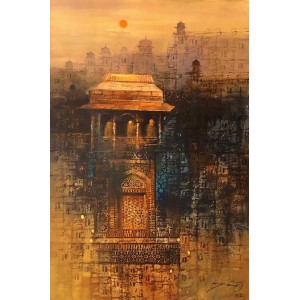 A. Q. Arif, 24 x 36 Inch, Oil on Canvas, Cityscape Painting, AC-AQ-420